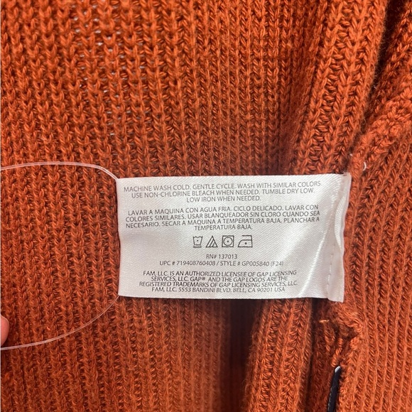 GAP Open-Front Ribbed Cardigan Sweater XXL Rust Orange - Picture 8 of 9
